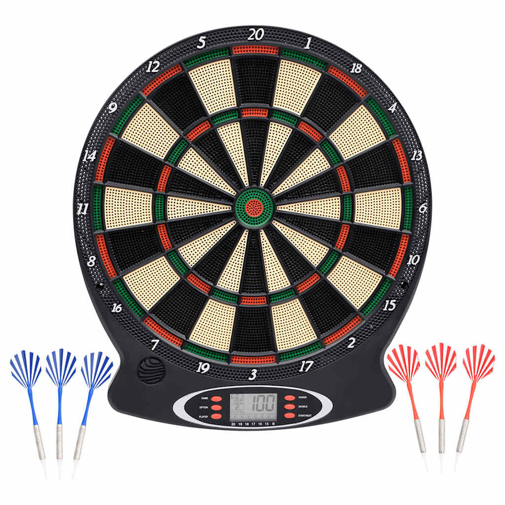 Electric Dartboard with Darts, Black Polypropylene