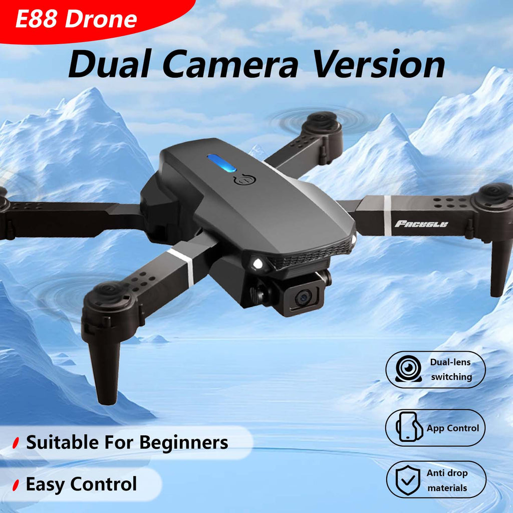 E88 Dual Camera Drone, WiFi FPV Double Folding RC Quadcopter Altitude Hold, Remote Control Toy For Beginners, Ideal Men's Gift For Outdoor Fun, Great For Christmas, Halloween, And Thanksgiving