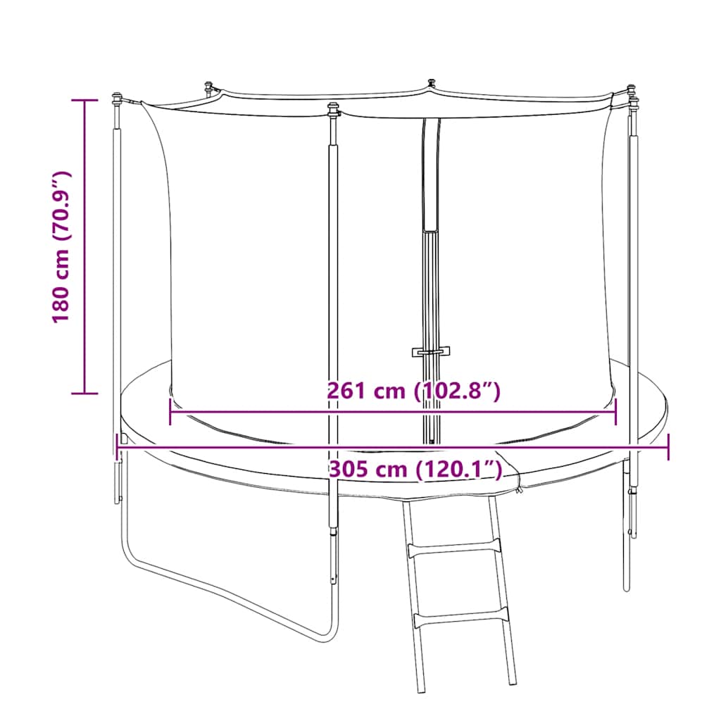 Safety net for 3.05 m round trampolines